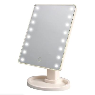 China Desktop Mirror 16 22 LED Lights Wholesale Low MOQ POS Table LED Makeup Mirror for sale