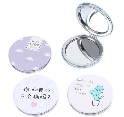 China Custom PU Bunny Metal Hand Cosmetic Mirror Leather Logo Folding Pocket Mirror Pocket Mirror for sale