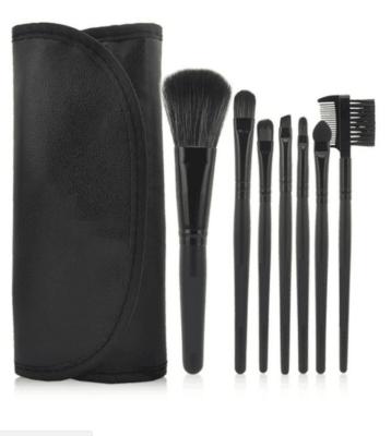 China Angular Blush 7 Pcs Nylon Synthetic Hair Pink Makeup Brush Set Packing With Holder Bag for sale