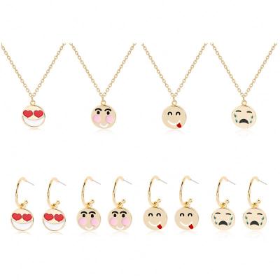 China 2021 Dylam New Arrival 14K Gold High Quality Cute Emoji Women's Jewelry Fang Necklace Jewelry Set for sale