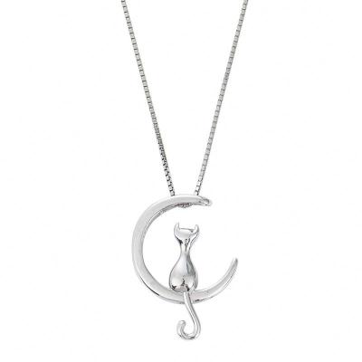 China TRENDY Dylam Animal Pendant Necklaces NO MOQ Cat Necklace For Women Sterling Silver Women Moon for sale