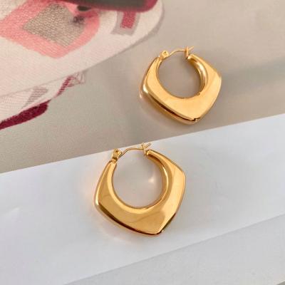 China Simple CLASSIC Big Circle Titanium Stainless Steel Hoop Earrings Women Accessories Shape Jewelry Dylam for sale