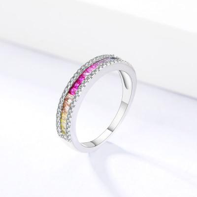 China Thin Colorful Stone Zircon Ring Simple Rings For Women Sterling Silver 925 Tasty FASHIONABLE Zircon Ring by Dylam for sale