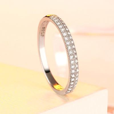 China CLASSIC Shiny CZ Ring Double Row Ring S925 Sterling Silver Hot Sale Manufacturer Dylam Jewelry for sale