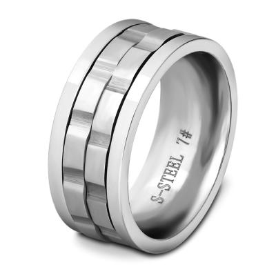 China Romantic Unique Rotatable Stainless Steel Rings Gold Plated Ring 18K For Men Dylam Jewelry for sale