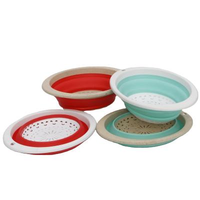 China Small Viable Silicone Folding Drain Basket Oval Multifunctional Adjustable Kitchen Sink Basin Amoy Basket for sale