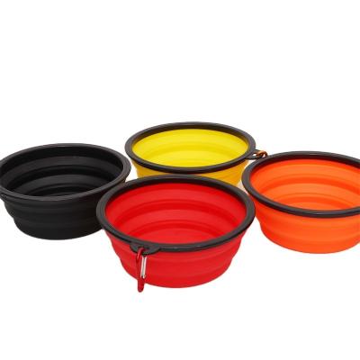 China ABS+TPE Silicone Band Collapsible Pet Bowl Netting Customize Logo Portable Collapsible Dog Bowl Food Water Feeding for sale