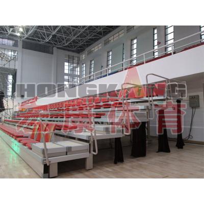 China Wooden Dish Electric Telescopic Bleachers with Front Folded Track Operation System Stadium Seat HKCG-KTY-B2 for Sale for sale