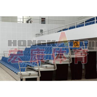 China Hongkang Telescopic Wooden Bleachers Flat Good Prices With Front Folding Stadium Seat HKCG-KTY-B2 Stadium Chair For Sale for sale