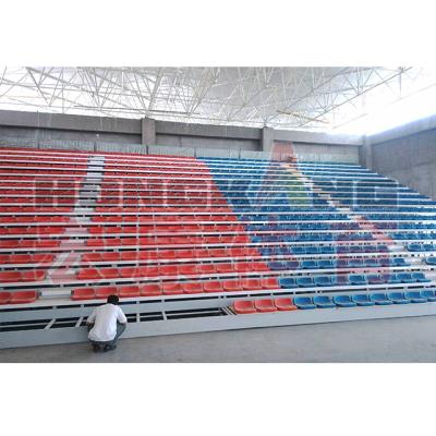 China Hongkang Wooden Good Price HDPE Plate Seat Bleachers Seat HKCG-KTY-A2 Pure Telescopic Stadium Chair For Sale for sale