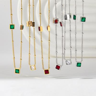 China 2022 Amazon Hot Sale China Supplier Wholesale Natural Zircon Square 5a Elegant Pendant Necklace For Women Gift for sale