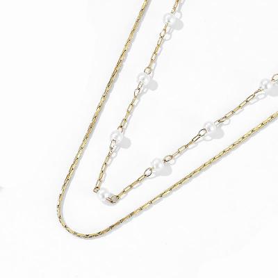 China 2021 Fashion Trendy Stainless Steel Hookup Box Chain Thin Necklace With Freshwater Pearl Accessories For Teen Girl for sale