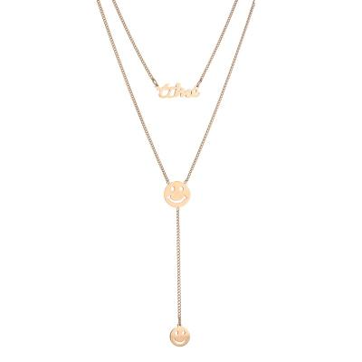 China Romantic Fantasy OEM Rose Gold Plated Titanium Chain Steel Accessories Necklace Pendant Necklace With Custom Logo For Female for sale