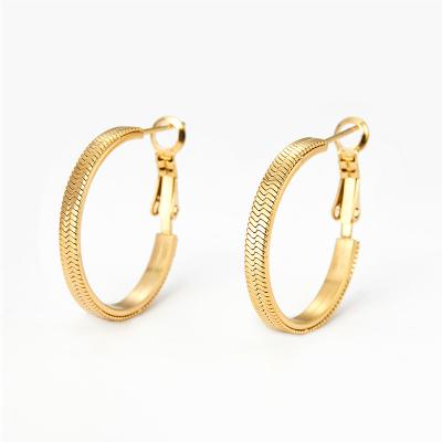 China Ins Simple Design Casual/Sporty Stainless Steel C Shaped Hypoallergenic Flat Cartilage Earring Snake Chain Hoop Earrings for sale