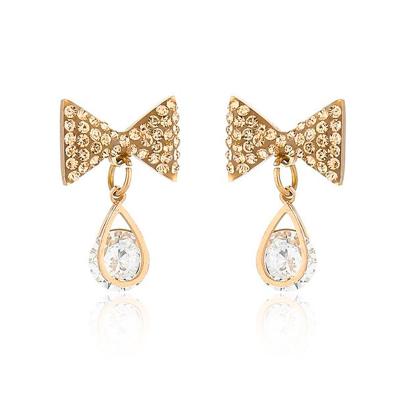 China TRENDY bary size statement white zircon tassel earrings 2022 small bow knot with clay diamond jewelry earring for women for sale