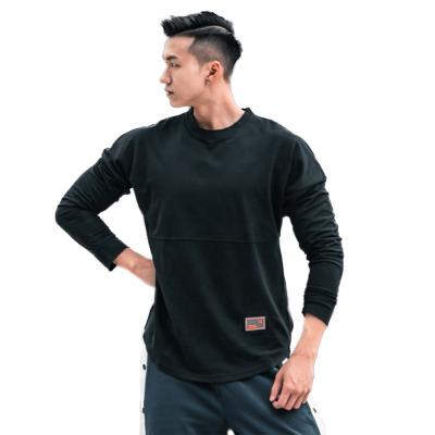 China Breathable Loose Muscle Cotton Breathable Loose Muscle Long Sleeve Men's Fitness Clothing Solid Color Training Running Stretch Sports Top T-Shirt for sale