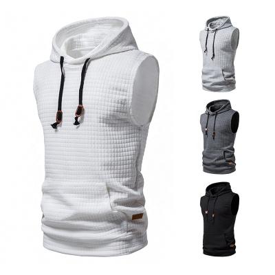 China 2022 Summer New Amazon Men's Hooded Sweatshirt Solid Color Hoodie Sweater Sleeveless Knitted Vest Anti-wrinkle Vest for sale