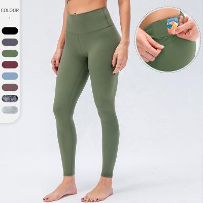 China Best Selling Breathable Yoga Pants With Elastic Butt High Pocket Waist Gym Fitness Yoga Gaiters For Women for sale