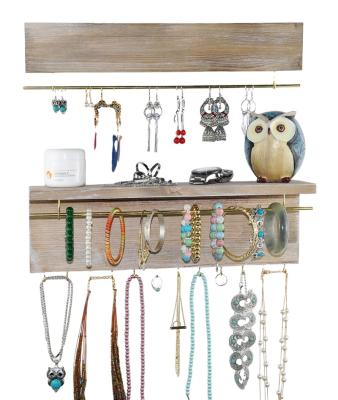 China Workable Factory Outlet Bolt Hanger, Wooden Jewelry Rack Display with Detachable Bracelet Rod and Necklace Hook Decoration for sale