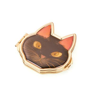 China Pocket Mirror Fashion Small Mini Metal Cat Pattern Mirror With Private Label for sale