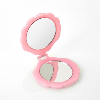 China Pocket Mirror Wholesale Customized Pink Shell Fancy Cute Portable Pocket Hand Held Makeup Mirror for sale