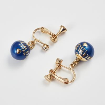 China 2021 New Fashion Romantic Luxury Blue Globe Shaped Sphere Clip Earing For Women for sale