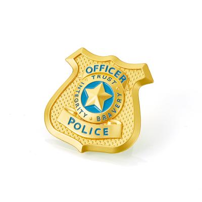 China 2021Wholesale Europe Medal Five-pointed Star Police Badge Logo Gold Metal Badge for sale