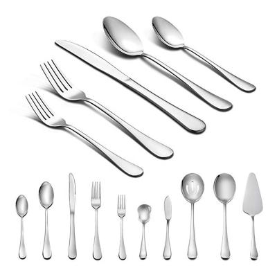 China Sustainable Wholesale Hotel Restaurant Silver Stainless Steel Eco Friendly Reusable Cutlery Set for sale