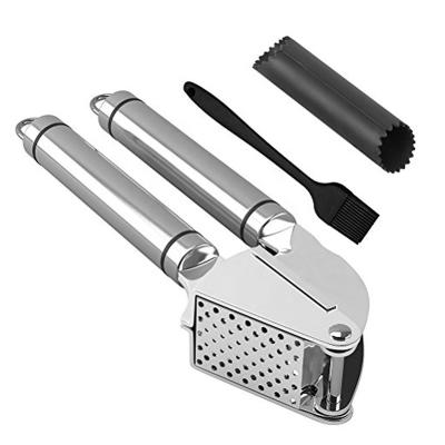 China Mini Kitchen Viable 2 in 1 Professional High Quality Stainless Steel Garlic Press for sale