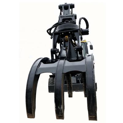 China Crawler Excavator Fixed Rotating Hydraulic Log Crane Stone Rock Timber Grapple for sale