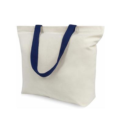 China Heavy Duty Reusable Shopping White Empty Cotton Handled Tote Bags Large Capacity for sale