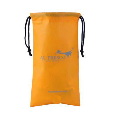 China Simple Custom Logo Printed Drawstring Fashion Orange Durable Non Woven Drawstring Bags for sale