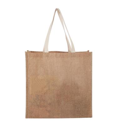 China Reusable Eco Fabric Grocery Tote Shopping Bags Handled Carry Promotional Jute for sale