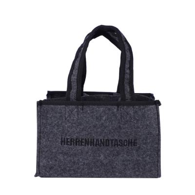 China Large Capacity Handled Wholesale Black Custom Logo Printed Square Shopping Tote Felt Bags for sale