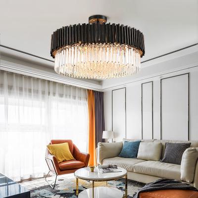 China 2021 Modern New Arrive Luxury Lighting Home Hotel Crystal Pendant Light Modern Nordic Black Gold Led Chandelier for sale