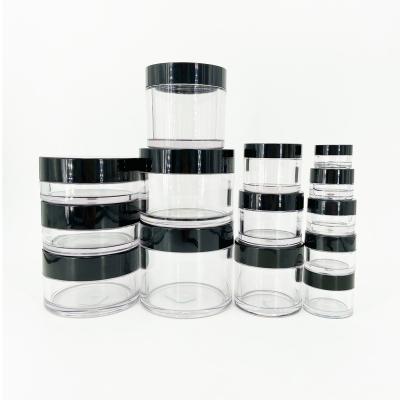 China Free Sample Empty Transparent PET Material Plastic Cosmetic Cream Jar 5ml 10ml 30ml 50ml 100ml With Lids for sale