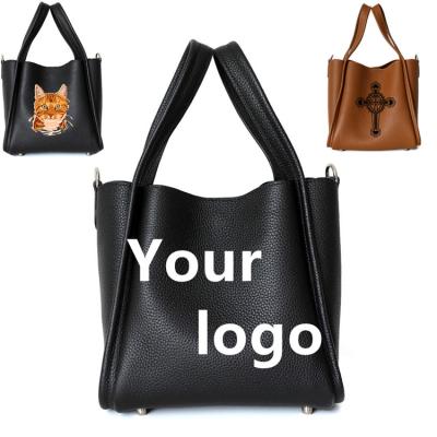 China OEM 2022 High Quality Low Moq Logo Digital Print Custom Crossbody Bucket Bags Unique Geometric Pattern Leather Bags for sale