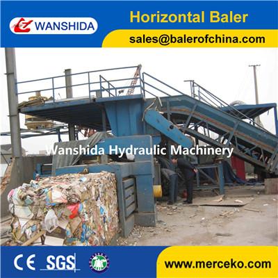 China Y82-125 China horizontal Waste Paper Balers manual belting with feeding conveyor manufacturer for sale