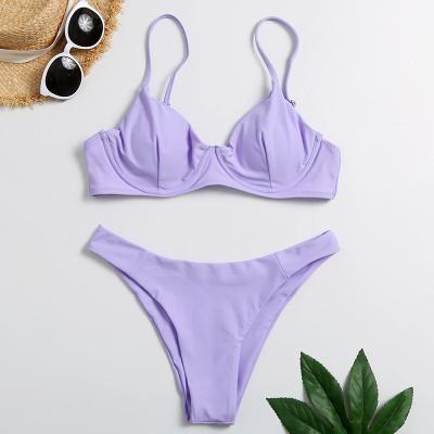 China Tiered Layer Tie a Knot Front Top With Low waist Bikini swimsuit high cut for sale