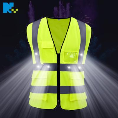 China Best Selling Rechargeable Soft Eco-friendly Germany USB Mesh Fabric Led Safety Reflective Vest For Winter Night for sale