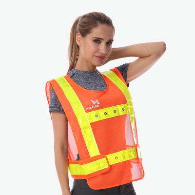 China Available Machine Wash Breathable Mesh Fabric Motorcycle Workwear Led Safety Vest Flashing Battery for sale