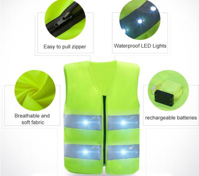 China Water Proof OEM Protect Children Walk Bad Weather Safety Force Kids Safety LED Flashing Vest LED Hi Reflective Vest for sale