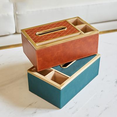 China Creative Modern High End Luxury Universal Remote Control Leather Box Light Tray Storage Box Box Tissue Ornaments for sale