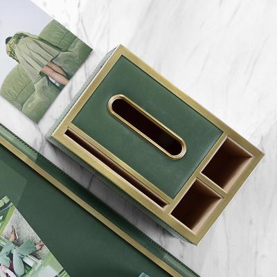 China Creative modern high-end luxury universal remote control leather box light tray light box tissue ornaments for sale