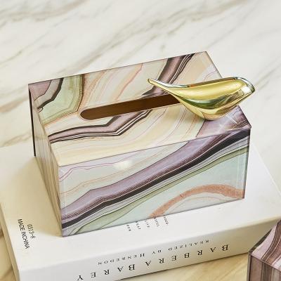 China European modern luxury creative tissue box home restaurant living room tissue box modern and simple American tissue holder glass box for sale