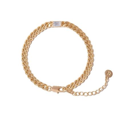 China TRENDY Simple Tiny 18K Gold Filled Marina Figaro Button Cuban Chain Link Bracelet for sale