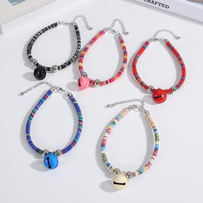 China Wholesale Cheap Stocked Dog Cats Collar With Bells Colorful Adjustable Pet Collar for sale