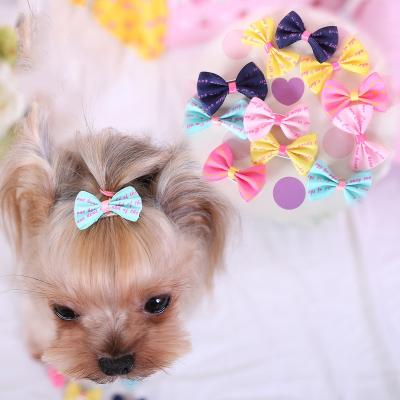 China Viable Factory Wholesale Fashion Handmade Pet Hair Bow Hair Clip Headdress Grooming Bow-knot Hairpin Dog Cat for sale