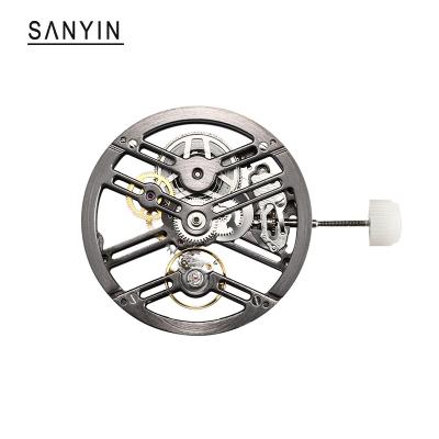 China SANYIN 2022 News Auto-design Swiss Movement Custom Logo Watch Movement For Sale Skeleton Mechanical Accessories Parts for sale