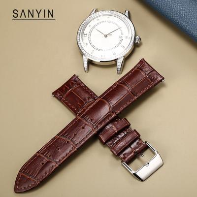 China SANYIN Watch Band 20mm 22mm 24mm 26mm Custom Made Italian Leather Watchband Watch Accessories Strap Leather Watch Bands for sale